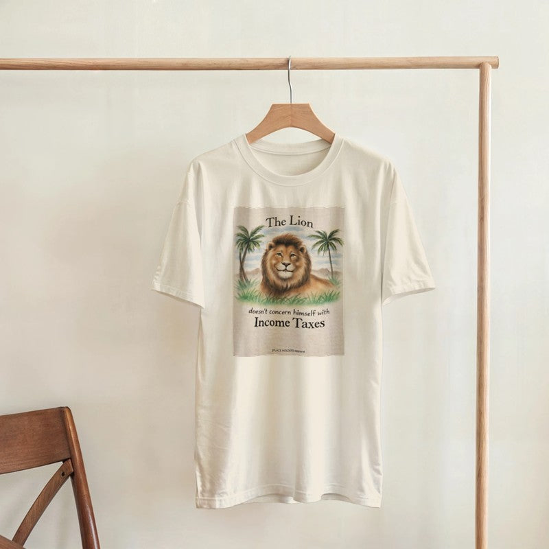 Government Indifferent Lion Graphic T-Shirt – Heavyweight Cotton Casual Wear